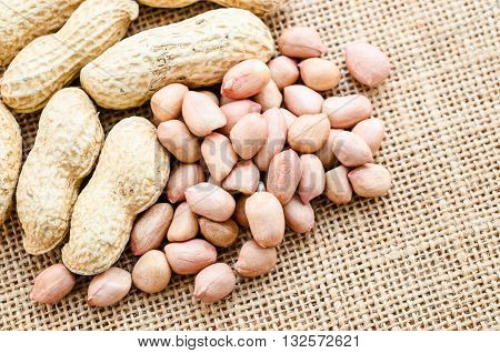 The dry Peeled peanut on well peanuts.
