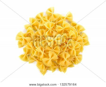 pile of Farfalle (Bow Ties) pasta on white background