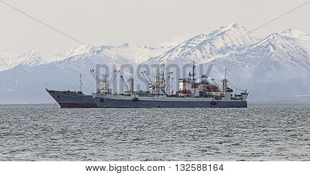 fishing trawler in the Bay on the roads in Kamchatka