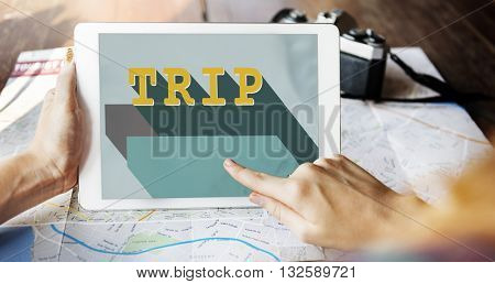 Trip Word on Digital Tablet Concept