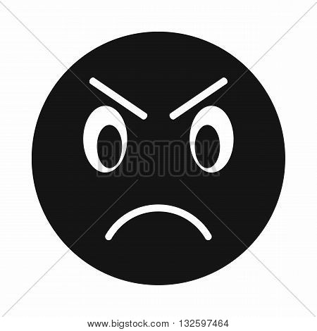 Annoyed emoticon icon in simple style isolated on white background