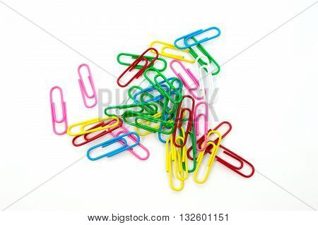 Paper clips colorful isolated on white background