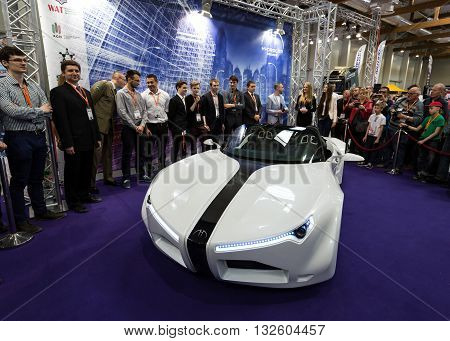 Cracow Poland - May 21 2016: 3rd Edition Of Moto Show In Krakow. Poland.exhibitors Present Most Inte