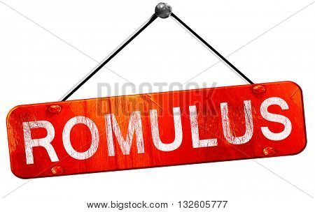 romulus, 3D rendering, a red hanging sign