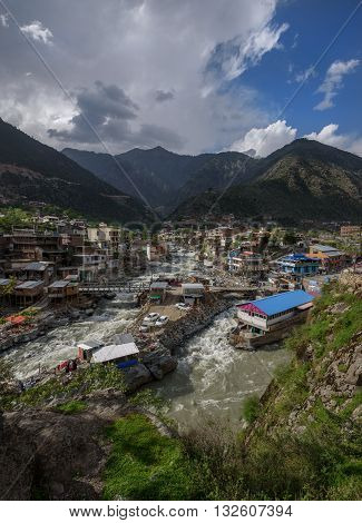 Bahrain is a popular hill station located at a distance of about 55 km from Mingora in the Swat District of Khyber Pakhtunkhwa Pakistan.