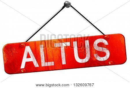 altus, 3D rendering, a red hanging sign