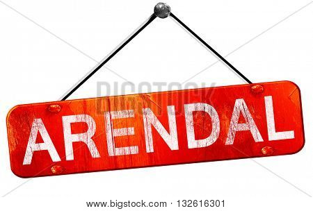 Arendal, 3D rendering, a red hanging sign