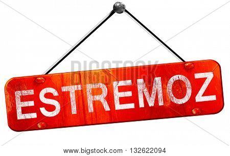 Estremoz, 3D rendering, a red hanging sign