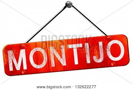 Montijo, 3D rendering, a red hanging sign