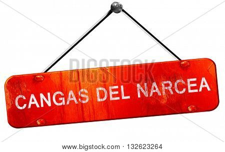 Cangas del narcea, 3D rendering, a red hanging sign