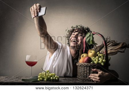 Happy Bacchus doing a selfie
