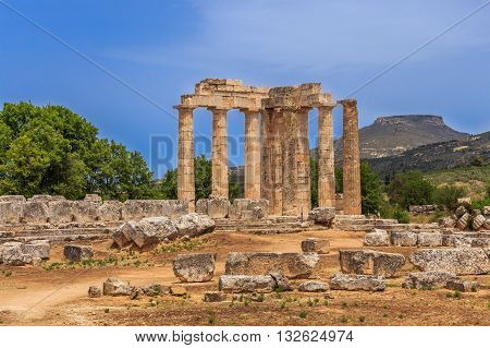 ruins of Zeus temple in  Ancient Nemea, Corinthia