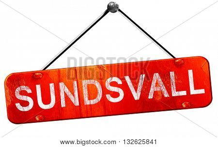 Sundsvall, 3D rendering, a red hanging sign