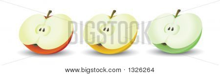 Jablka barva červená, žlutá, zelená
