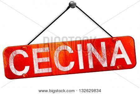 Cecina, 3D rendering, a red hanging sign