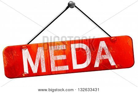 Meda, 3D rendering, a red hanging sign