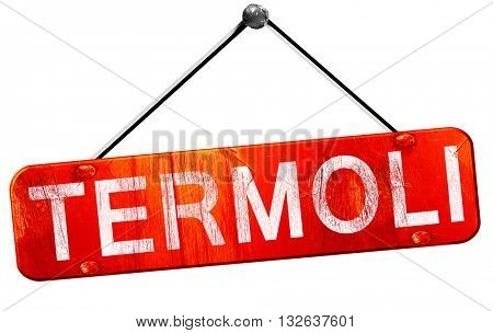 Termoli, 3D rendering, a red hanging sign