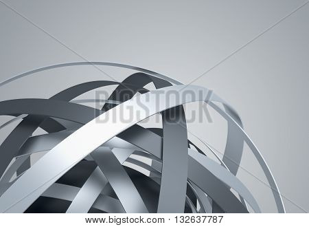 Abstract 3d rendering of sphere with rings in empty space. Futuristic shape. Surreal background.