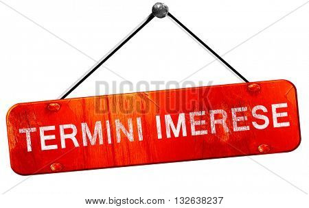 Termini imerese, 3D rendering, a red hanging sign