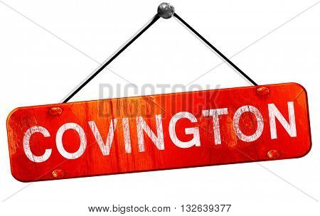 covington, 3D rendering, a red hanging sign