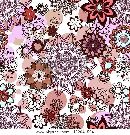 Mandala pattern floral elements decorative ornament. Seamless pattern background. Arab Asian ottoman motifs. Vector illustration