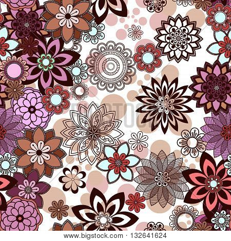 Mandala pattern floral elements decorative ornament. Seamless pattern background. Arab Asian ottoman motifs. Vector illustration