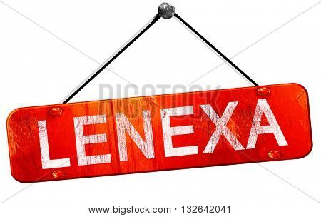 lenexa, 3D rendering, a red hanging sign