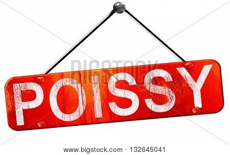 poissy, 3D rendering, a red hanging sign