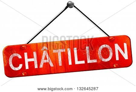 chatillon, 3D rendering, a red hanging sign