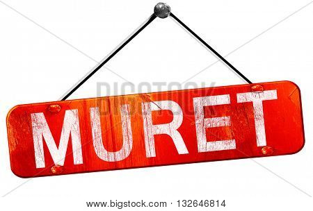 muret, 3D rendering, a red hanging sign