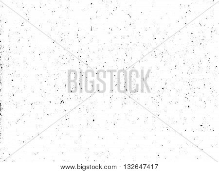 Scratched paper texture. Distressed cardboard texture. Black and white colored grunge background. Wrinkled paper texture overlay. Abstract background. Vector illustration