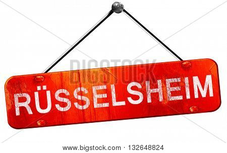 Russelsheim, 3D rendering, a red hanging sign
