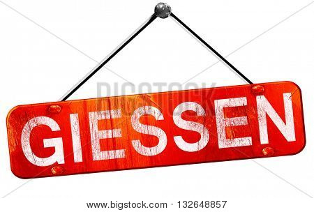 Giessen, 3D rendering, a red hanging sign