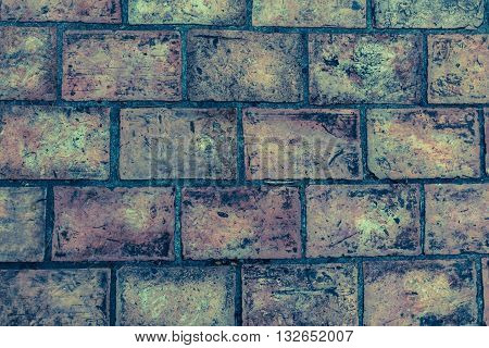 Dirty Antique floor bricks in the Songkhla park