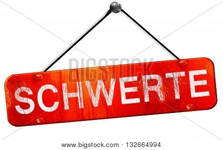 Schwerte, 3D rendering, a red hanging sign