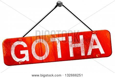 Gotha, 3D rendering, a red hanging sign
