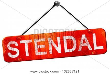 Stendal, 3D rendering, a red hanging sign