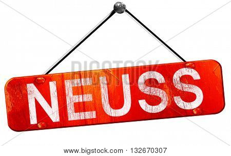 Neuss, 3D rendering, a red hanging sign