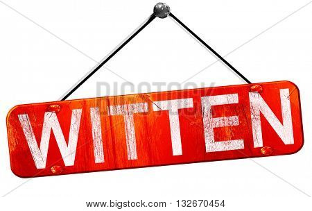 Witten, 3D rendering, a red hanging sign
