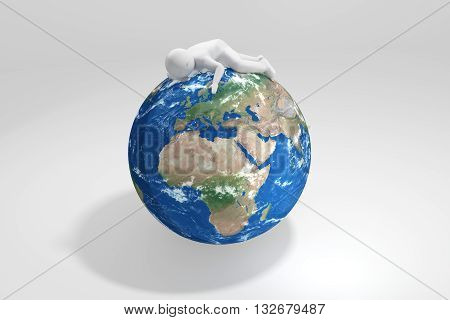 3d human sleeps on Earth - Europe Africa Middle East (Elements of this image furnished by NASA)