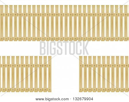 Vector illustration wooden fence isolated on white background.