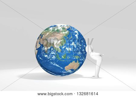 3D man kisses Earth - Asia Oceania Edition (Elements of this image furnished by NASA)