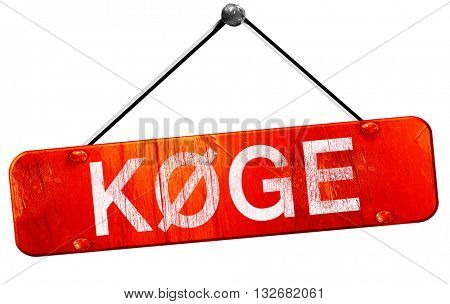 Koge, 3D rendering, a red hanging sign