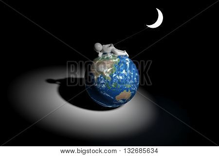 3d human holds the moon - Asia oceania edition (Elements of this image furnished by NASA)