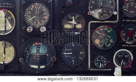 The view of different displays in an aircraft