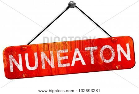 Nuneaton, 3D rendering, a red hanging sign