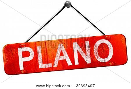plano, 3D rendering, a red hanging sign