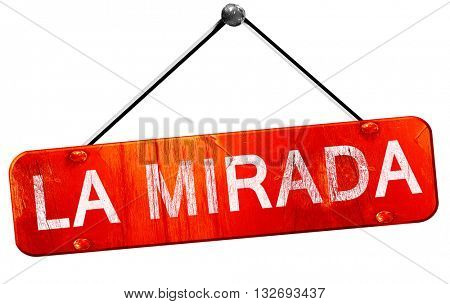 la mirada, 3D rendering, a red hanging sign