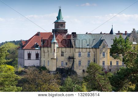Hruba Skala Castle On Sandstone Cliff In The Czech Republic