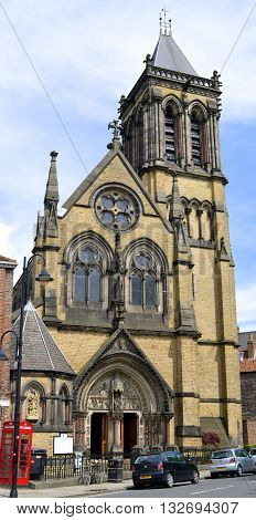York Yorkshire England UK - May 22 2016 : The historical Roman Catholic church of St Wilfrid in York